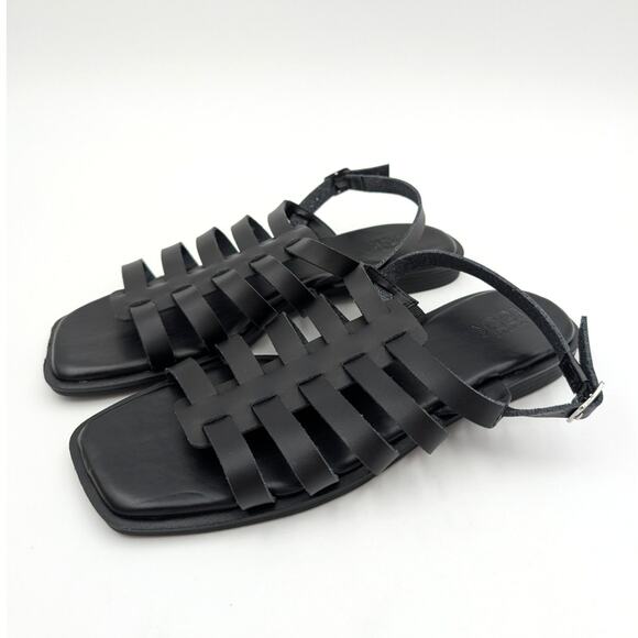 Nordstrom Rack Hugo Flat Sandal Slingback Women’s Leather Black Size US6M - Picture 1 of 9